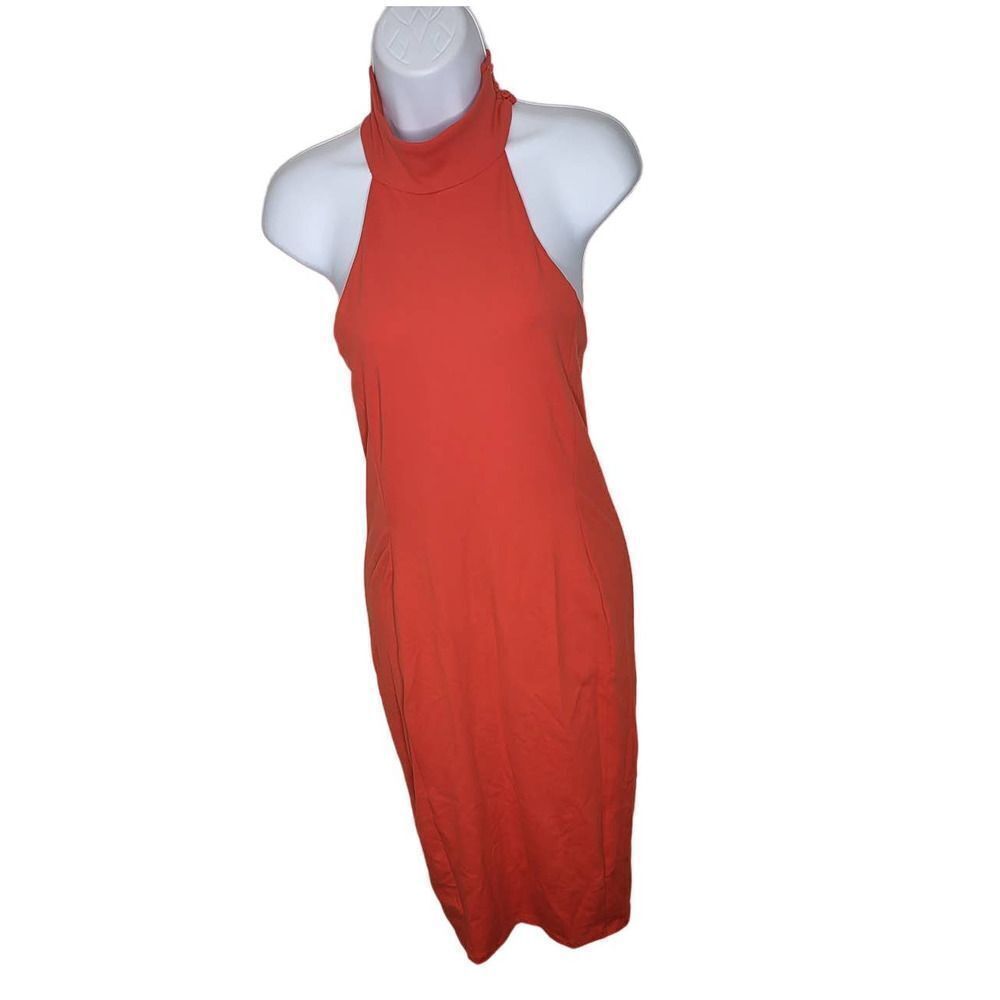 bebe Orange Halter Midi Dress